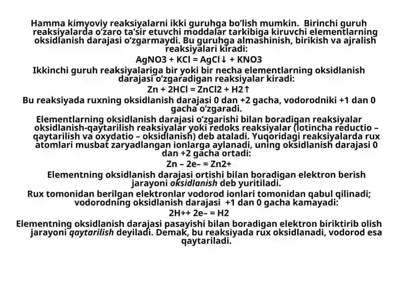 Оksidlаnish-qaytarilish reaksiyalаri 2