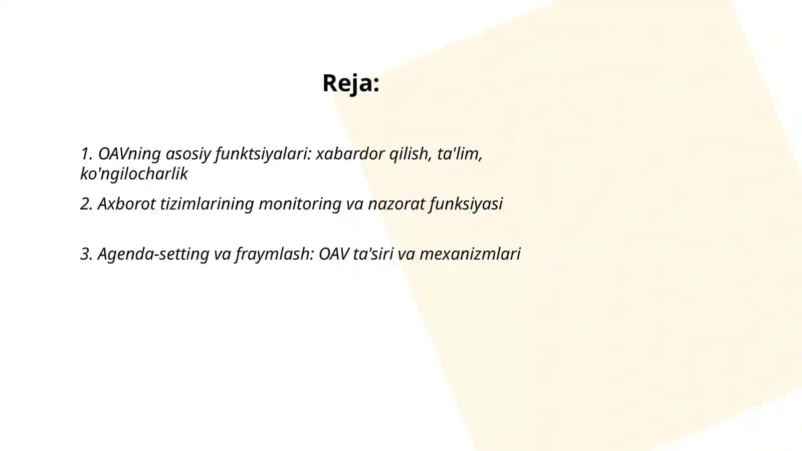 OAV va axborot tizimlarining funktsiyalari 2