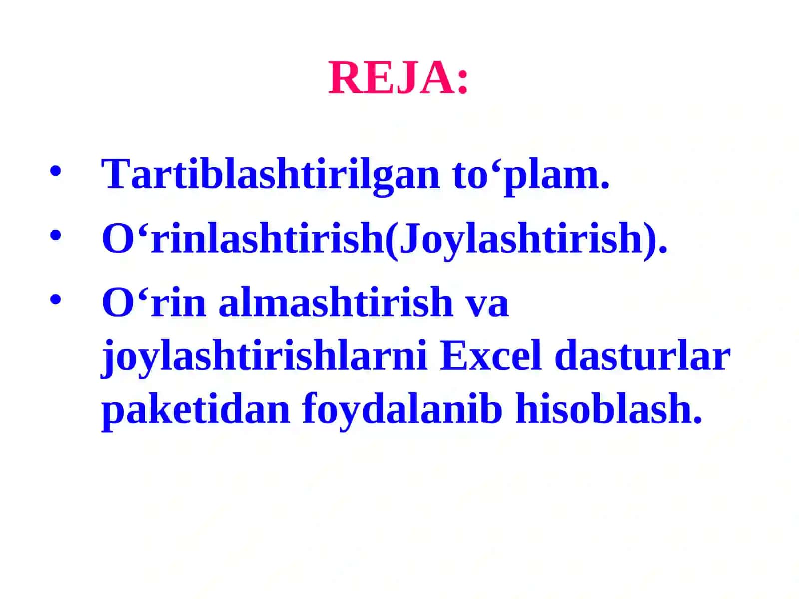 O‘rinlashtirish(joylashtirish) va O‘rin almashtirish 2
