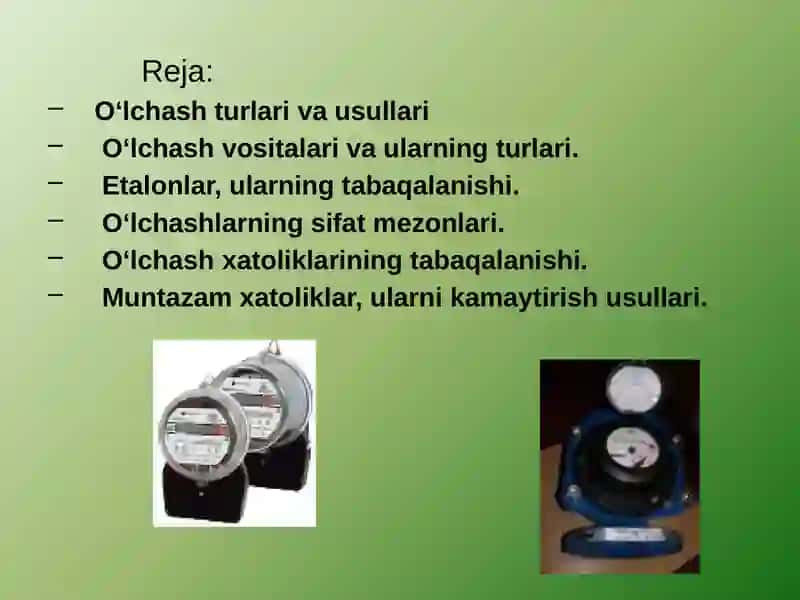 O'lchash vositalari va ularning turlari 2