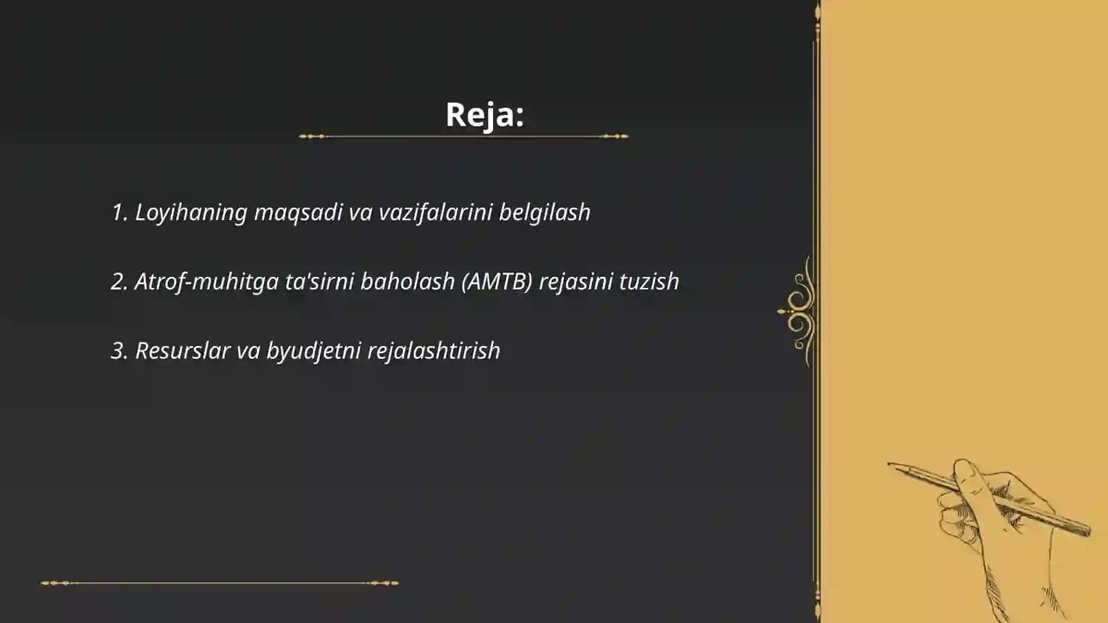 Ekologik loyihalarni ishlab chiqish 2