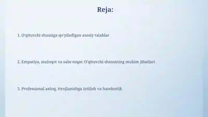 Oʻqituvchi shaxsiga qo'yiladigan kasbiy talablar 2