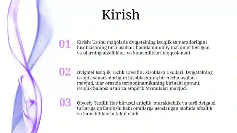 Dvigatel Issiqlik Tezlik Tavsifini Xisoblash Usullari 2