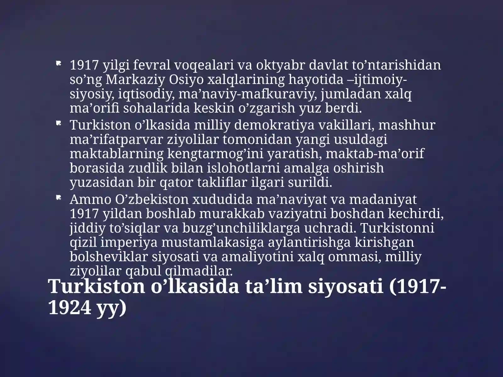 Turkiston o’lkasida ta’lim siyosati 2