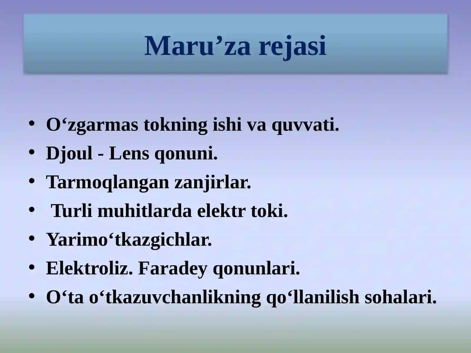 MA’RUZA№9 2