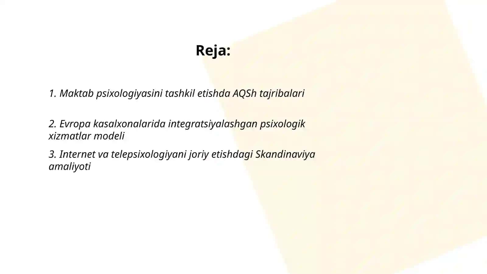 Psixolog faoliyatini tashkil qilishda xorijiy tajribalar 2