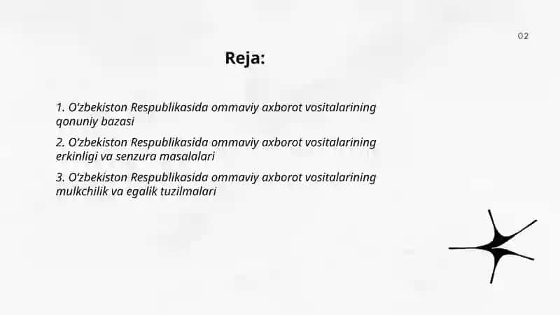 O‘zbekiston Respublikasida ommaviy axborot vositalarining faoliyati 2