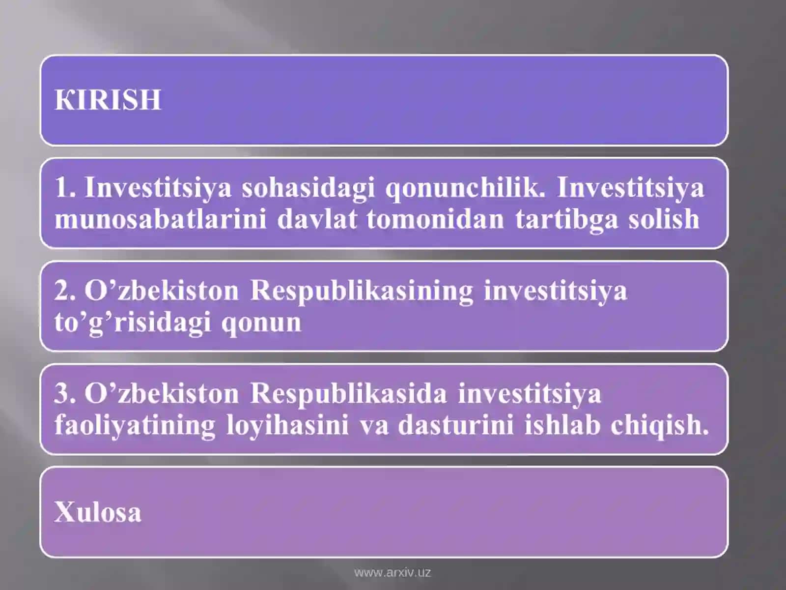 Investitsiya sohasidagi qonunchilik 2
