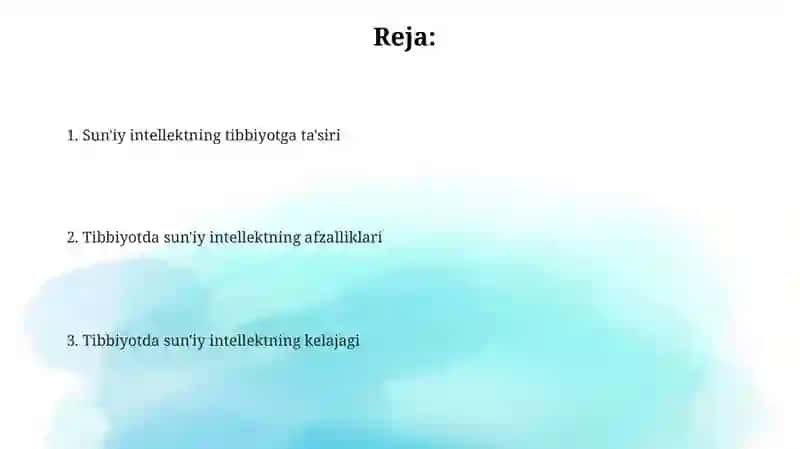 Suniy Intellektning tibbiyotga tasiri 2