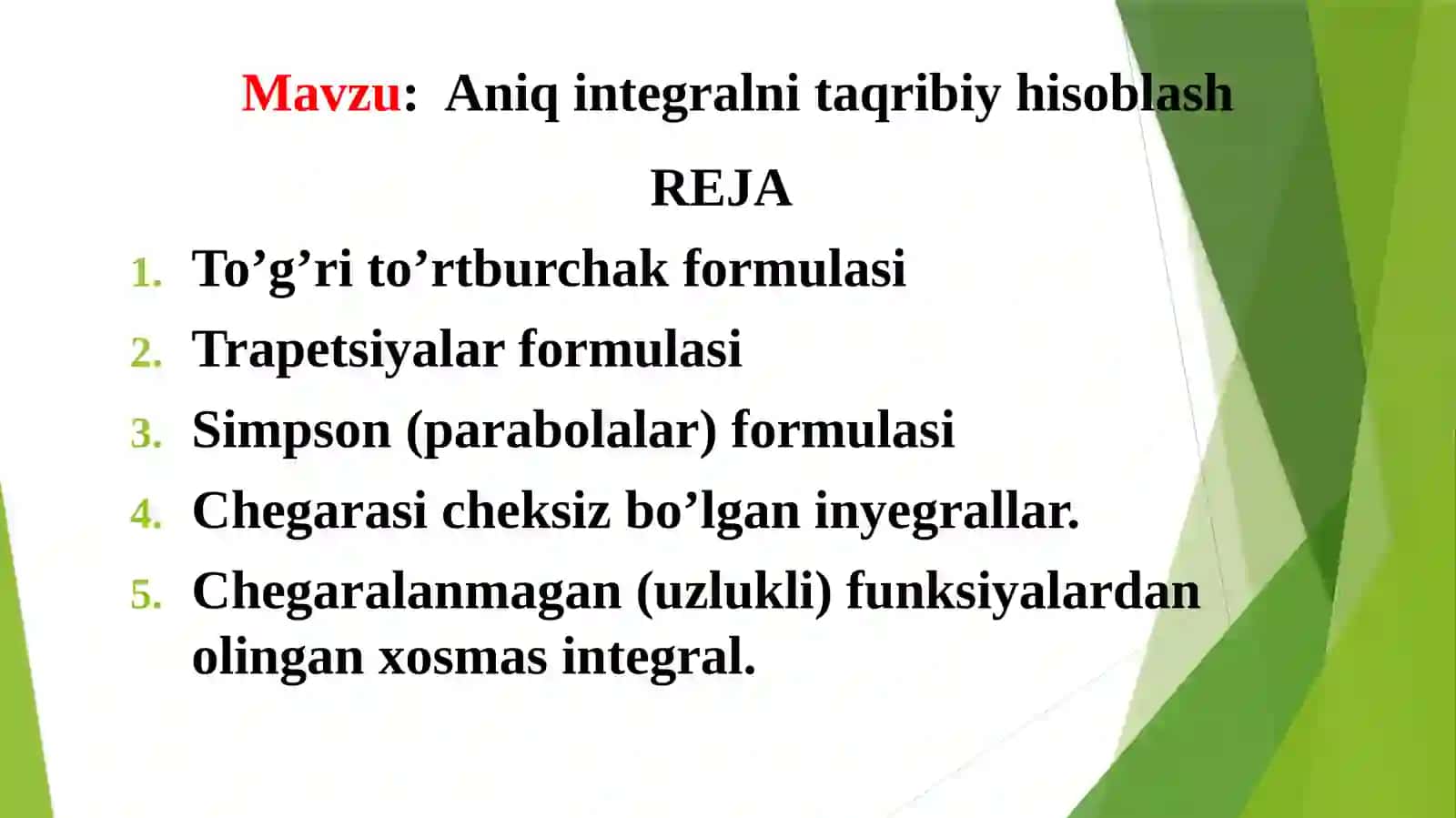 Aniqintegralni taqribiy hisoblash 2