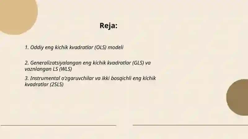 Ekometrik modellar 2