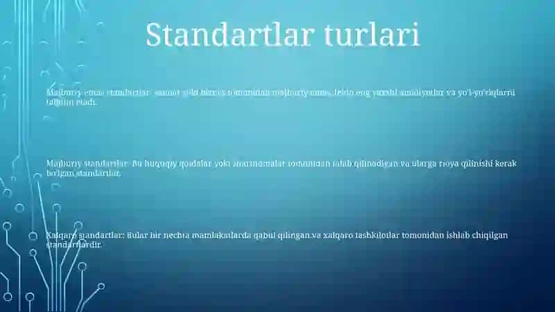 Standartlarning Turlari Va Toifalari 2