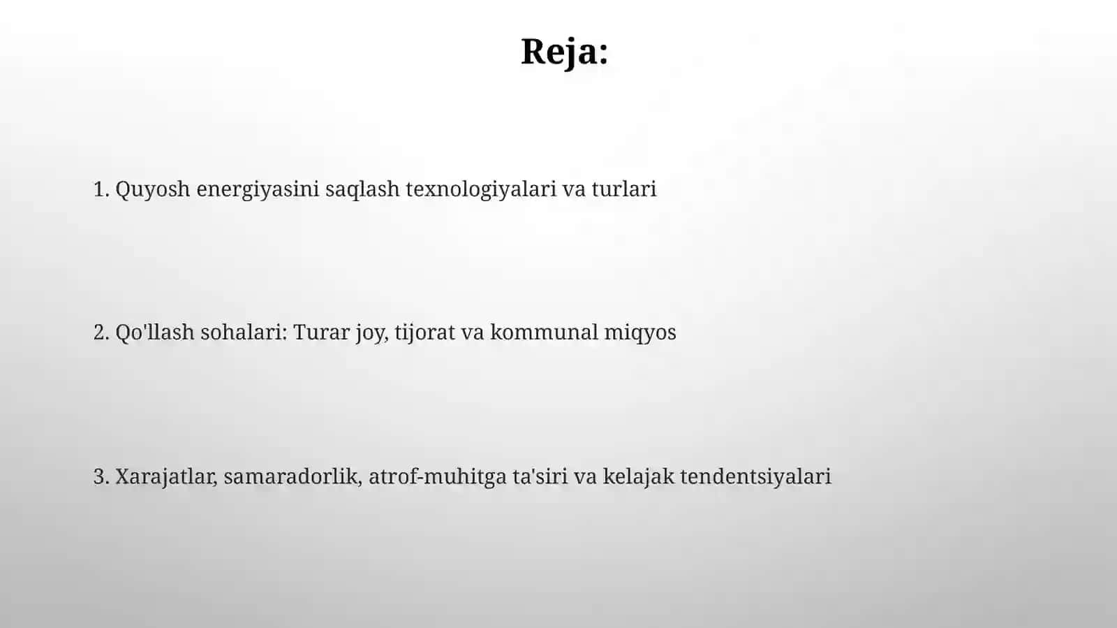 Quyosh energetikasi va energiya saqlash asoslari 2