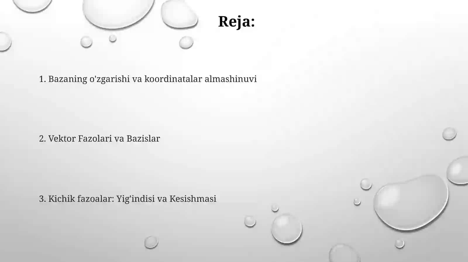 Bazaning o'zgarishi va koordinatalar almashinuvi 2