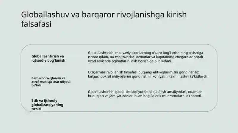 Globallashuv va barqaror rivojlanish falsafasi 2