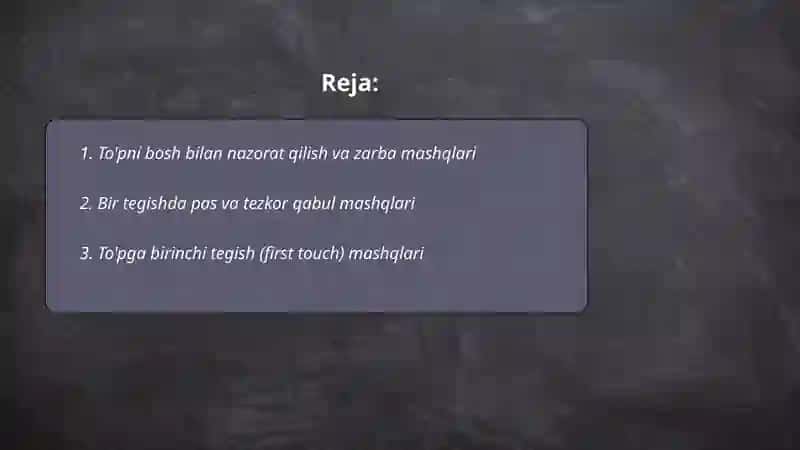 Futbol oyini qoidalari Toplar Boyicha maxsus mashiqlar 2