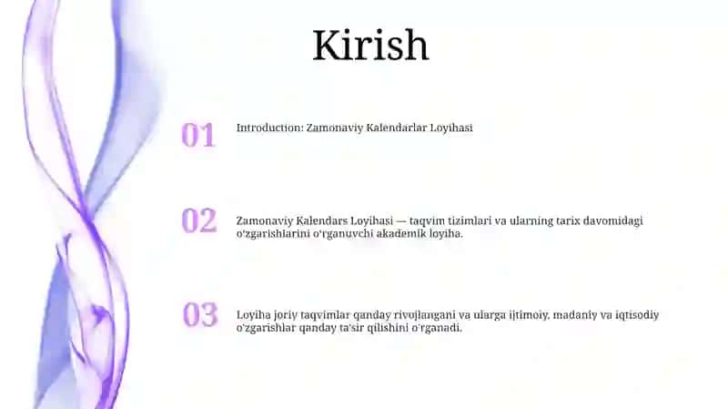 Zamonaviy Kalendarlar Loyihasi 2