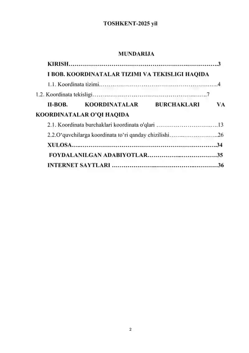 Sonlar o’qi koordinata burchagi bo’yicha masalalar tanlash va tayyorlash. 2