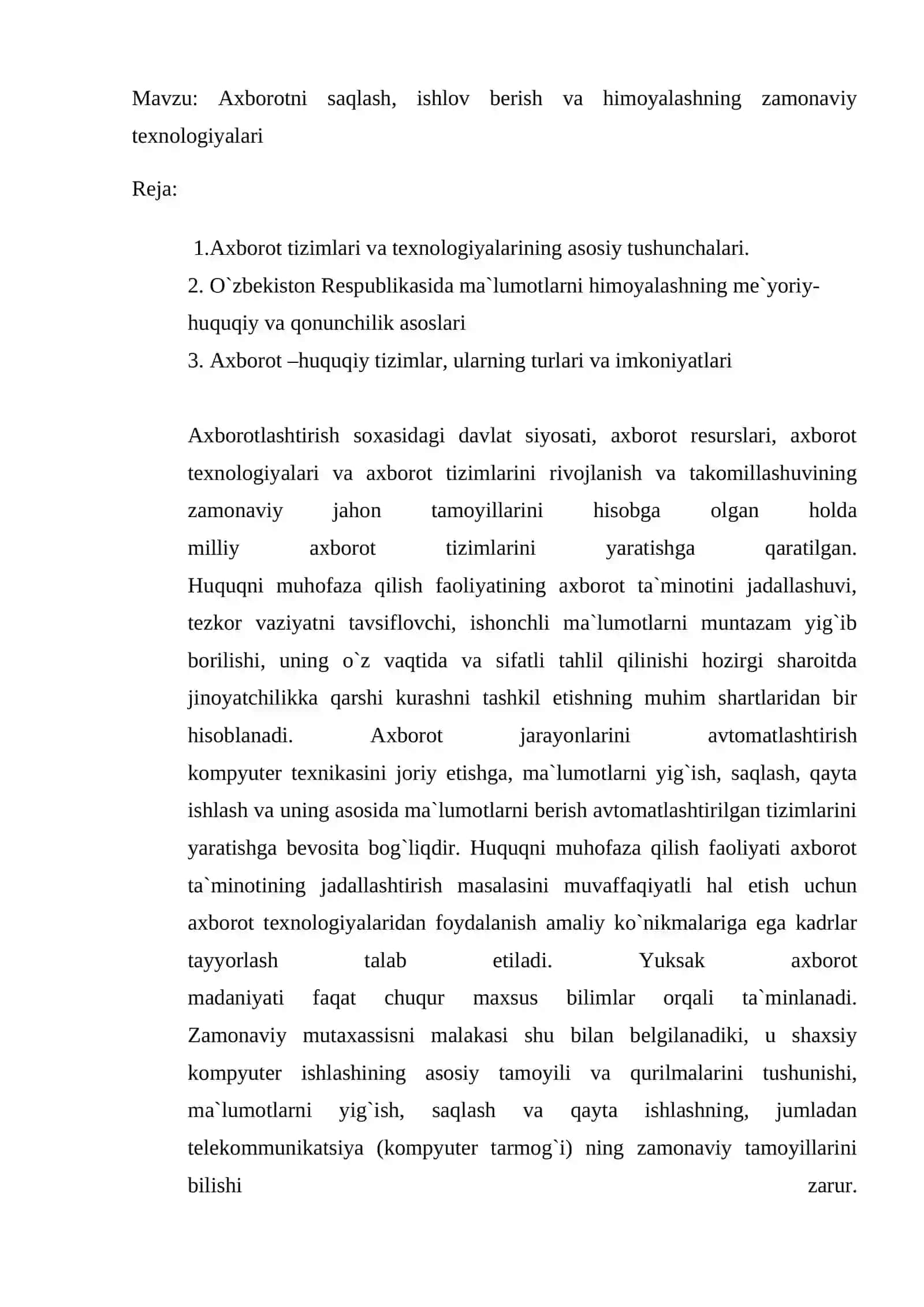 IQTISODIYOTDA AXBOROT KOMPLEKSLARI VA TEXNOLOGIYALARI 2