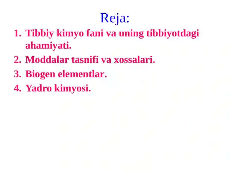 Tibbiykimyo fanidan ma'ruza 2