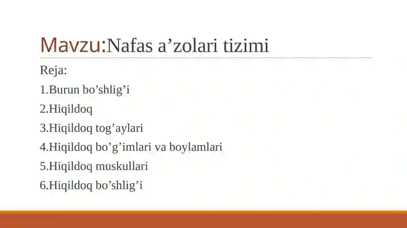 Nafosatning anatomiyafanidantayyorlagan prezentatsiya 2