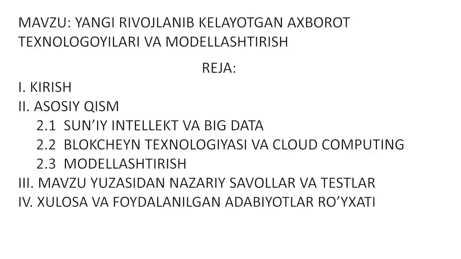 Axborot Texnologiyalari va Modellashtirish 2