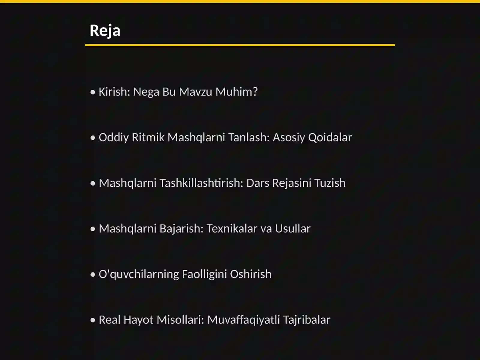Oddiy Ritmik Mashqlarni Tanlash 2