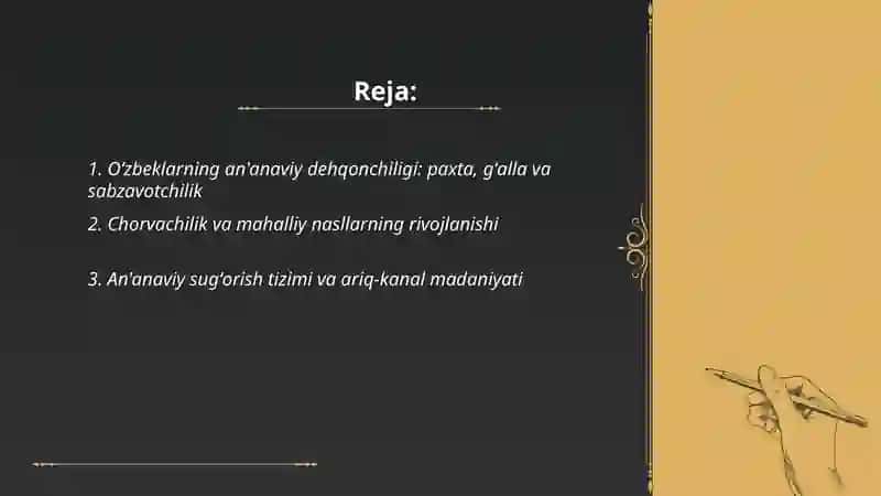 Oʻzbeklarning an' anaviy xoʻjaligi 2