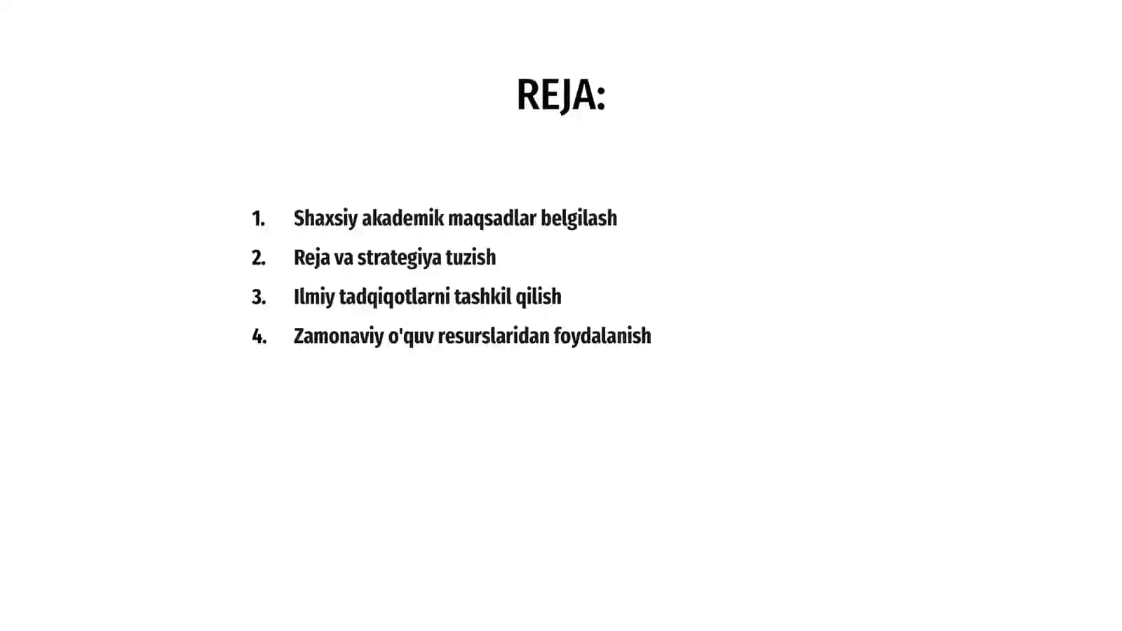 Shaxsiy akademik faoliyatni tashkil etish 2