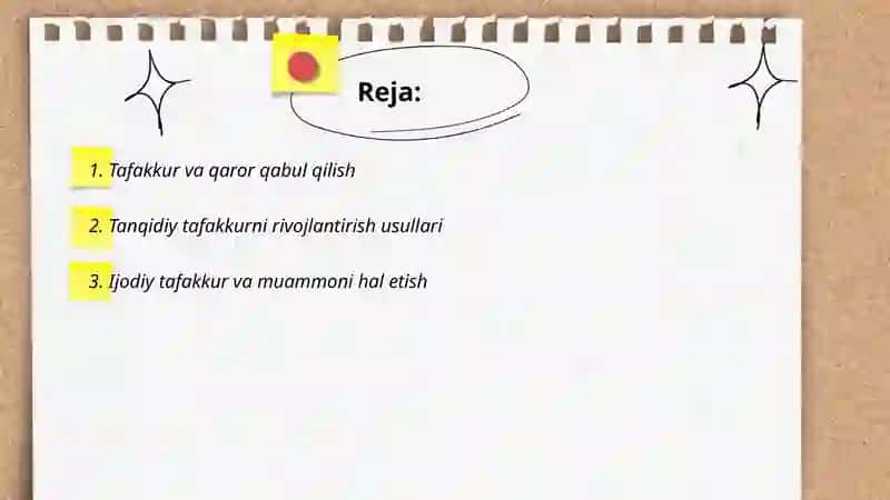 Tafakkur va qaror qabul qilish 2