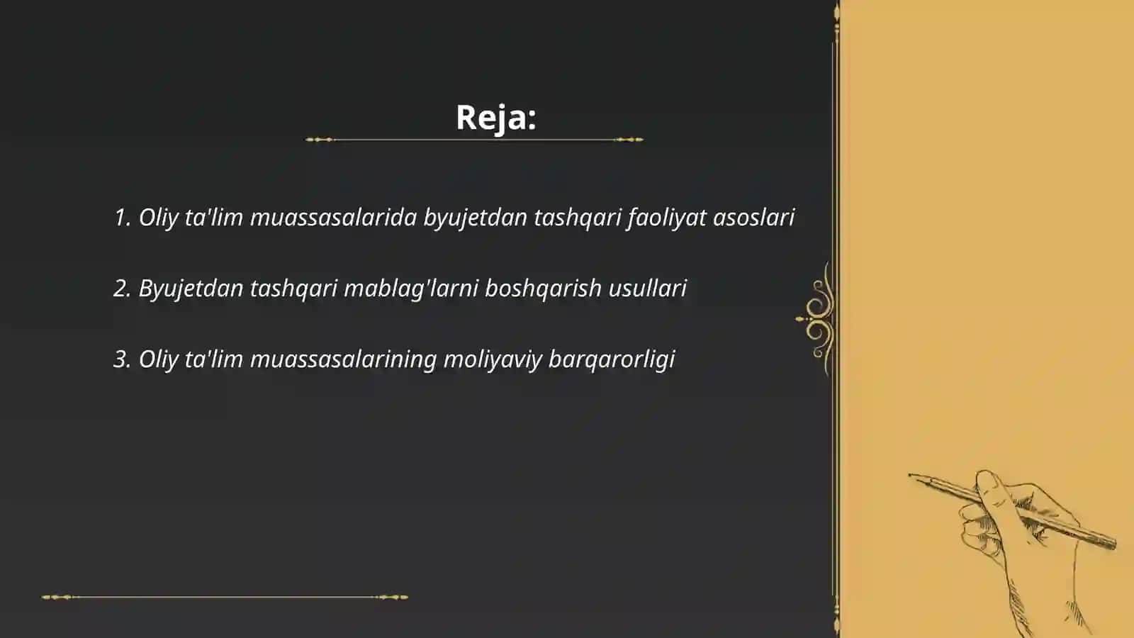 Oliy ta'lim muassasasining byujetdan tashqari faoliyatini boshqarish 2