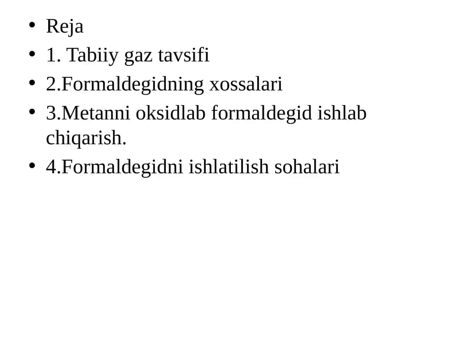 Metanni oksidlash usuli bilan formaldegid ishlab chiqarish 2