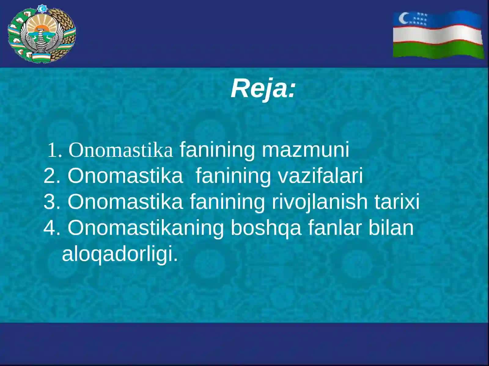 Kirish. Onomastika kursining maqsadi va vazifalari 2