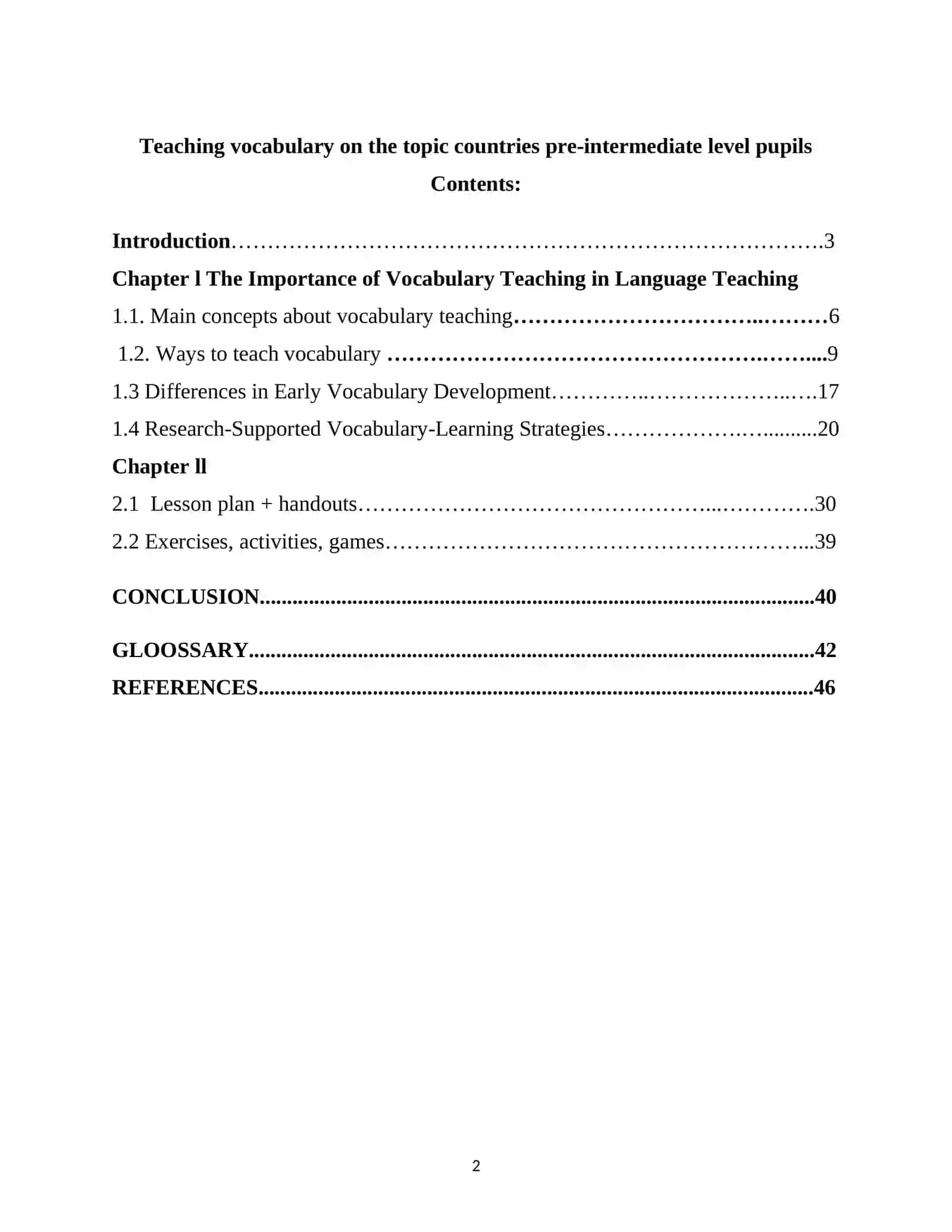 COURSE WORK TOPIC: TEACHING VOCABULARY ON THE TOPIC COUNTRIES PRE-INTERMEDIATE LEVEL PUPILS 2