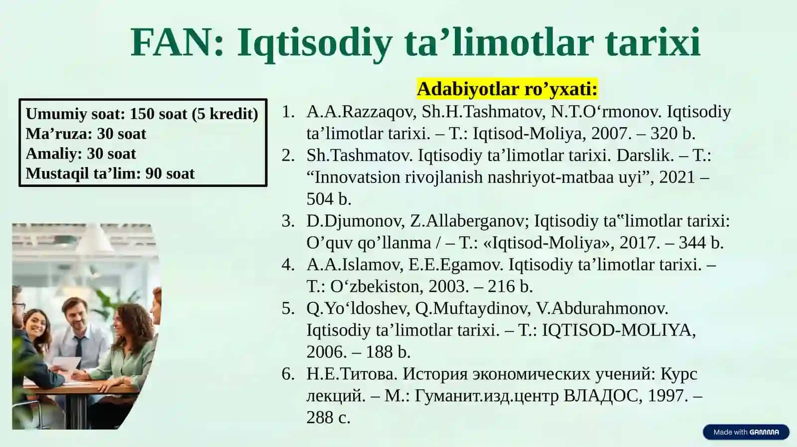 Iqtisodiy ta’limotlar tarixi 2
