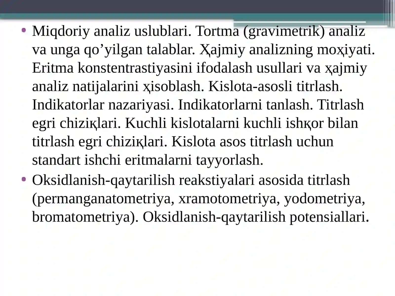 MIQDORIY ANALIZ USULLARI 2