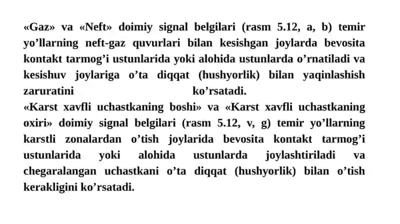 Vaqtinchalik va doimiy signal belgilari 2