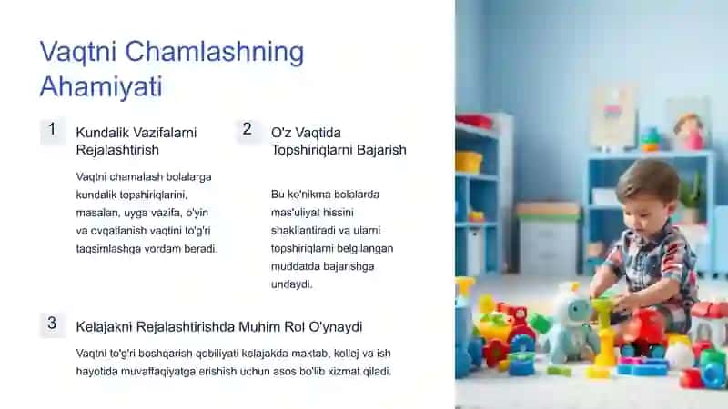 Bolalarni vaqtni chamalashga o'rgatish 2
