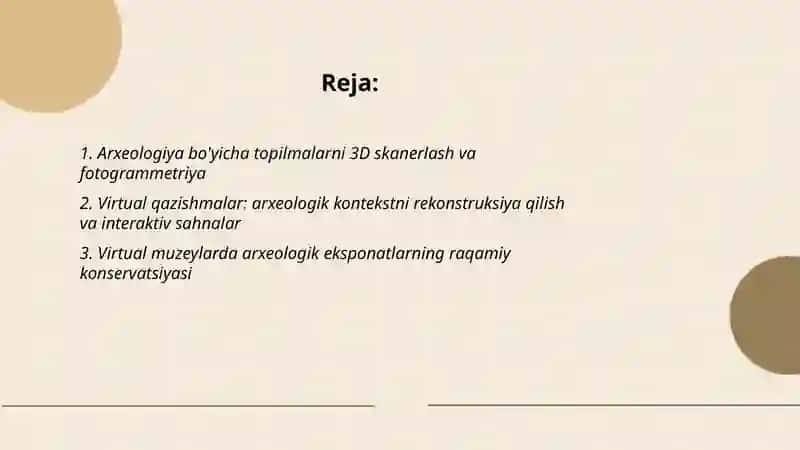 Arxeologiya bo'yicha Multimedia Taqdimotlar 2