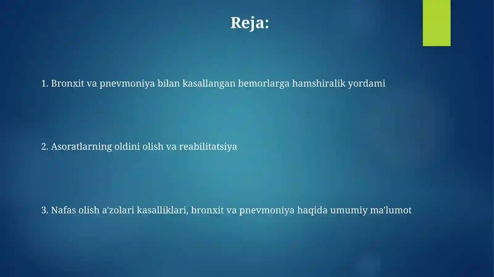 Nafas olish a'zolari kasalliklari bronxit va zotiljam hamshiralik ishi 2