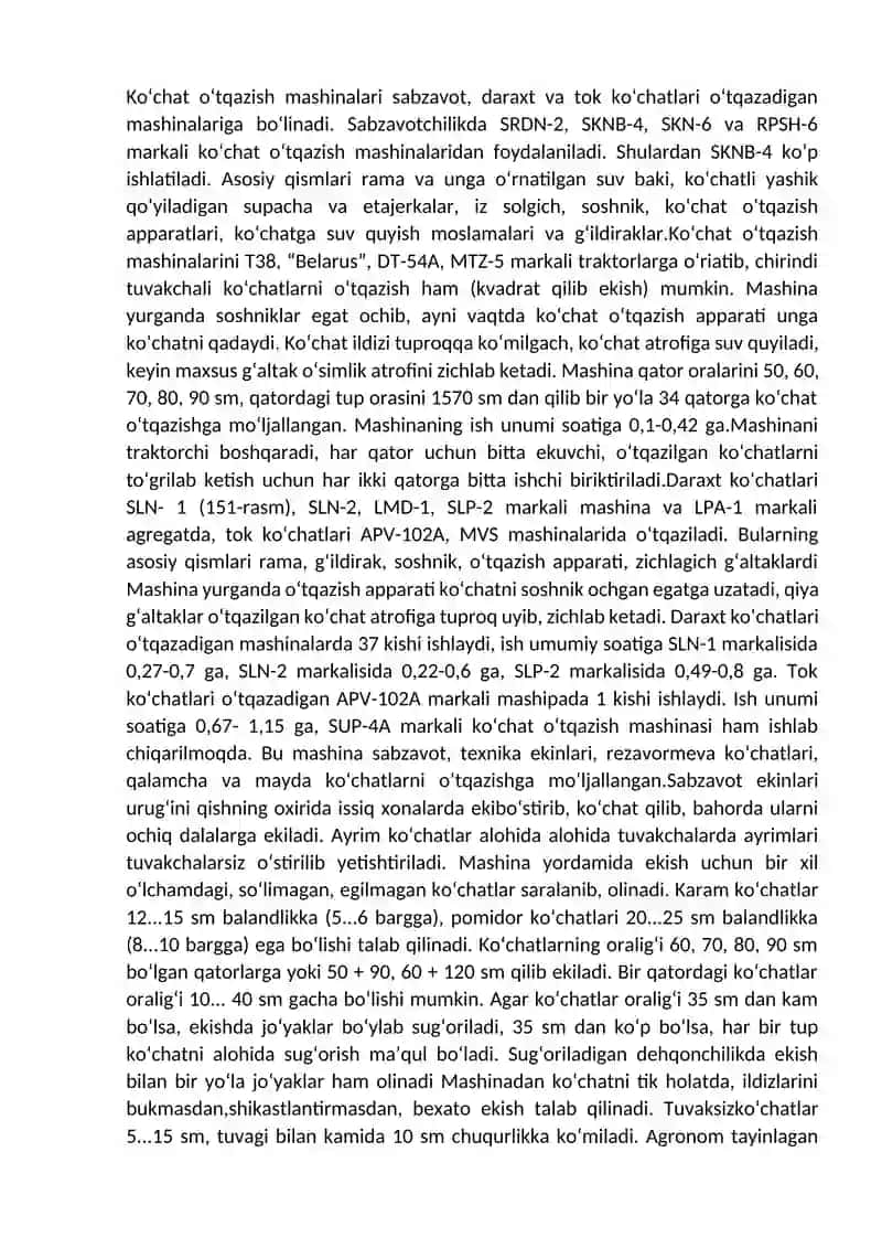 Ko‘chat qatorlari orasiga ishlov berish va ko`chat o`tqazish mashinalari 2