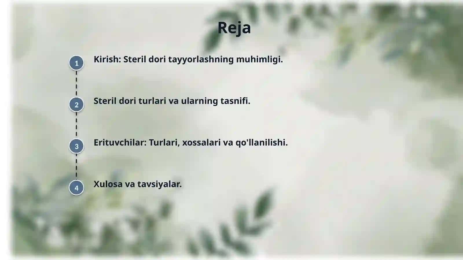 Steril dori turlari, ularda ishlatiladigan erituvchilar 2