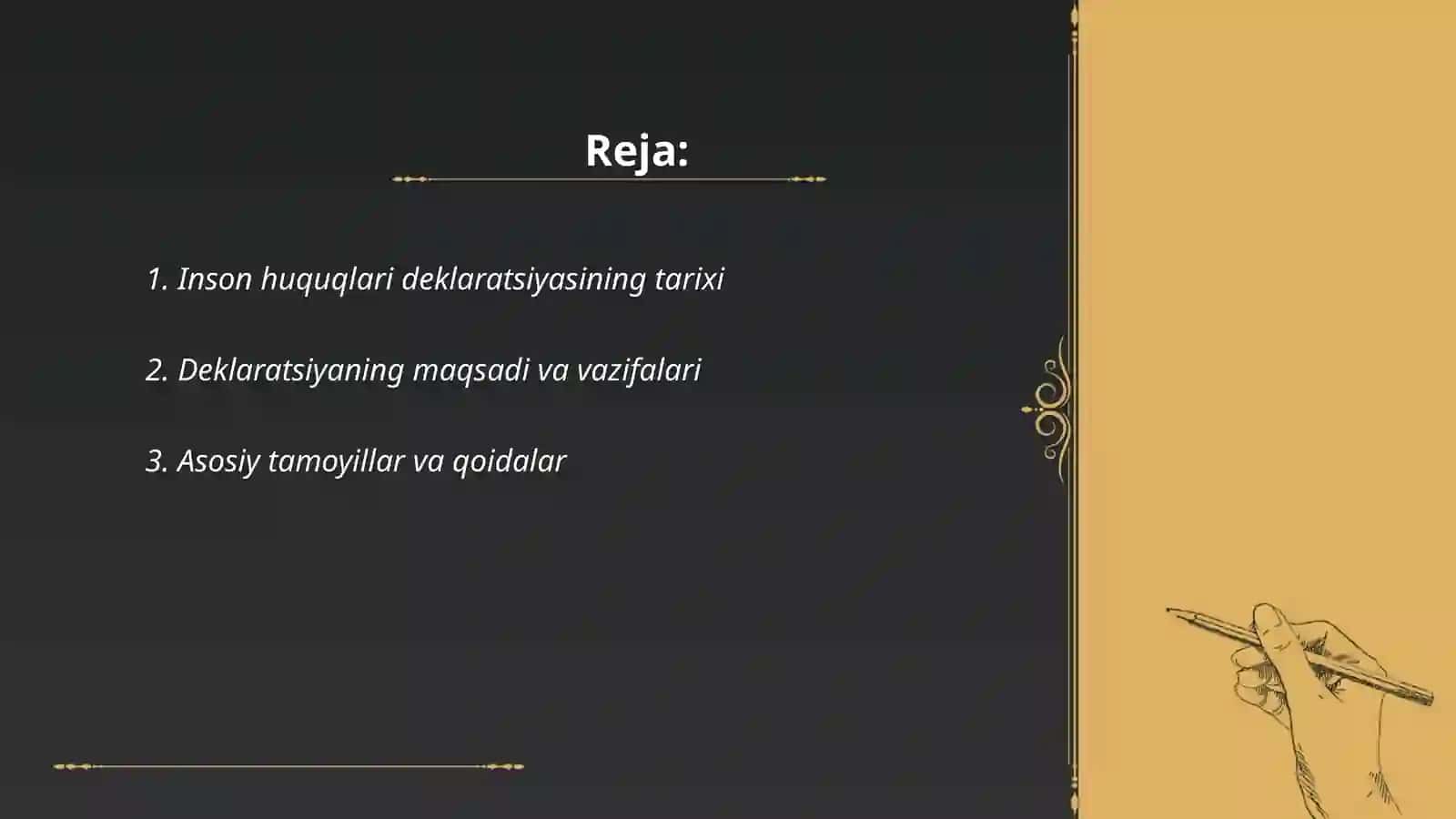 Inson huquqlari deklarsiyasini o'rganish 2