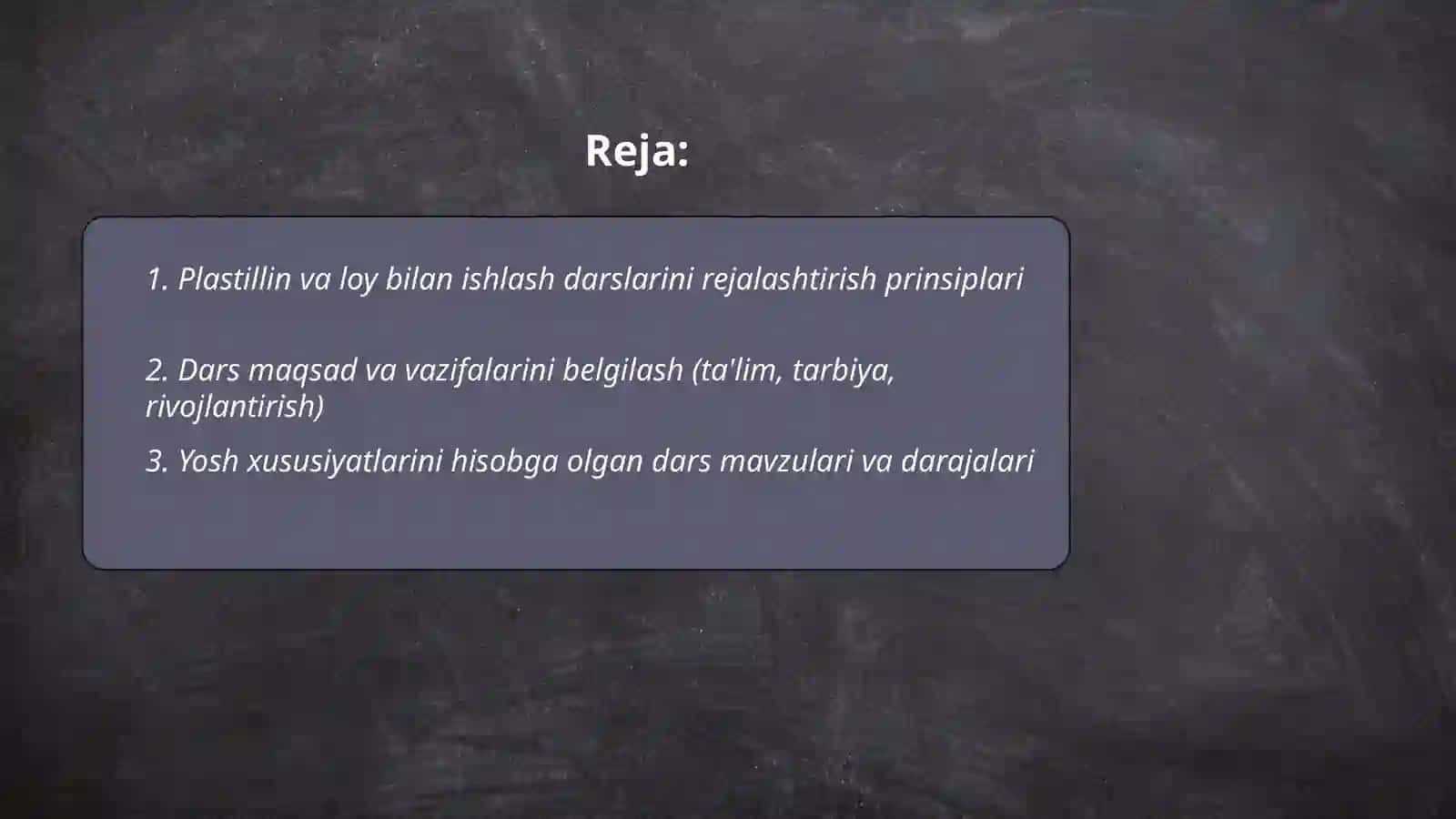 Plastillin va loy bilan ishlash darslarini tashkil etish metodikasi 2
