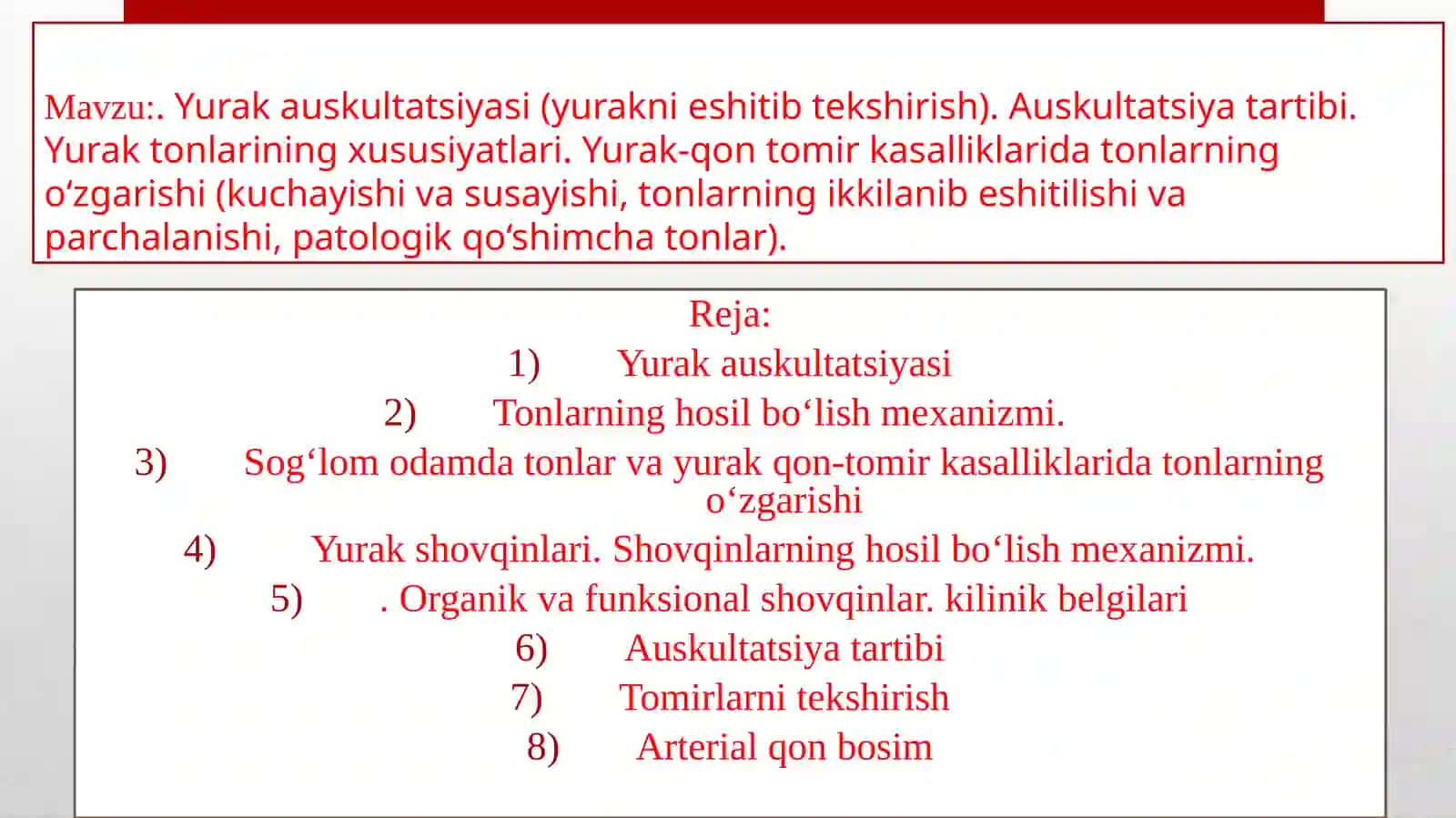 Yurak auskultatsiyasi 2