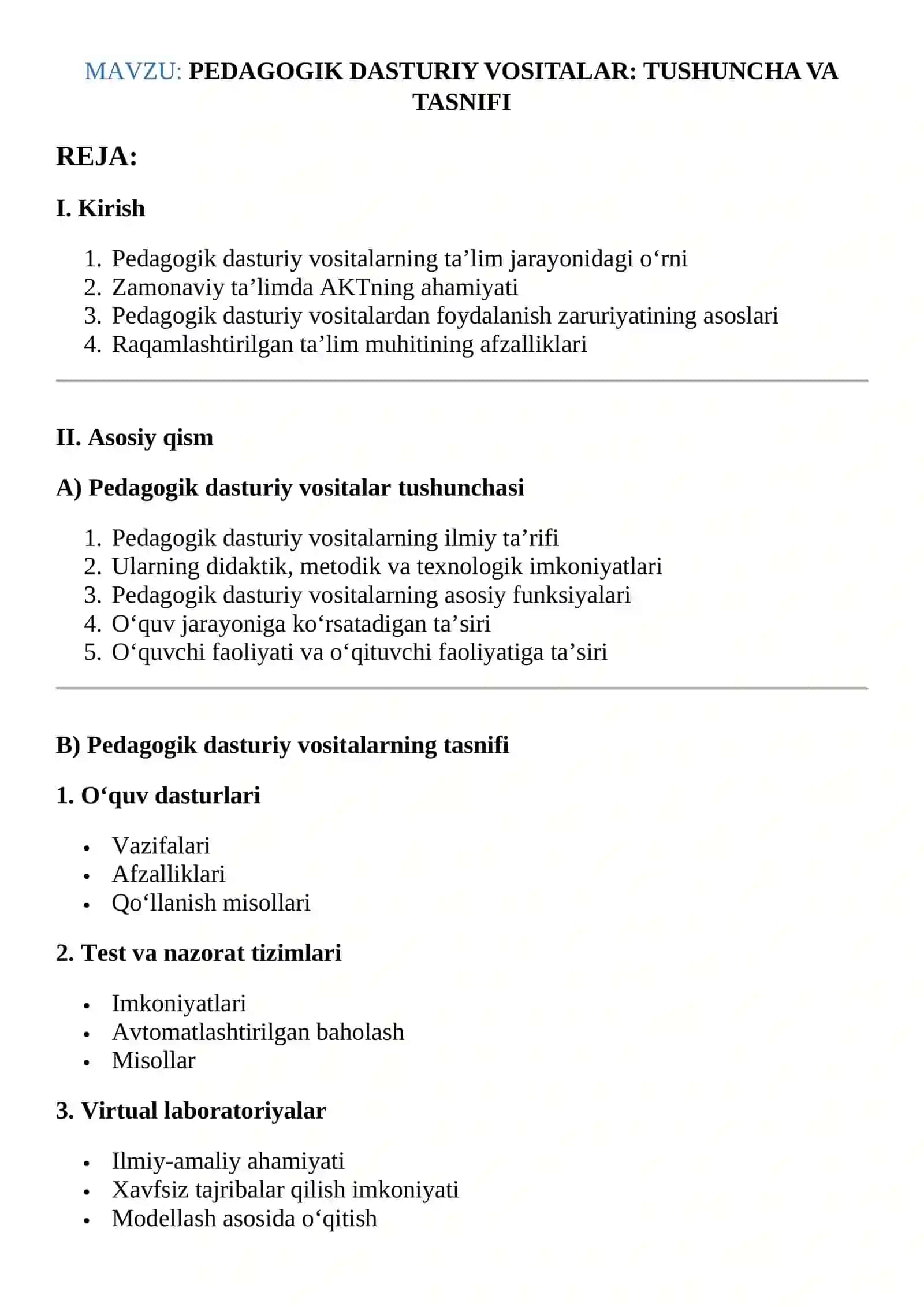 PEDAGOGIK DASTURIY VOSITALAR: TUSHUNCHA VA TASNIFI 2