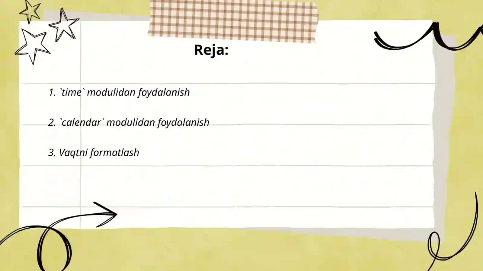 Pytonda time, calendar modullari bilan ishlash 2