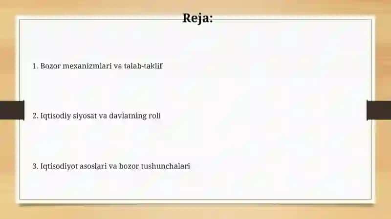 Iqtisodiyot, bozortushunchalari 2