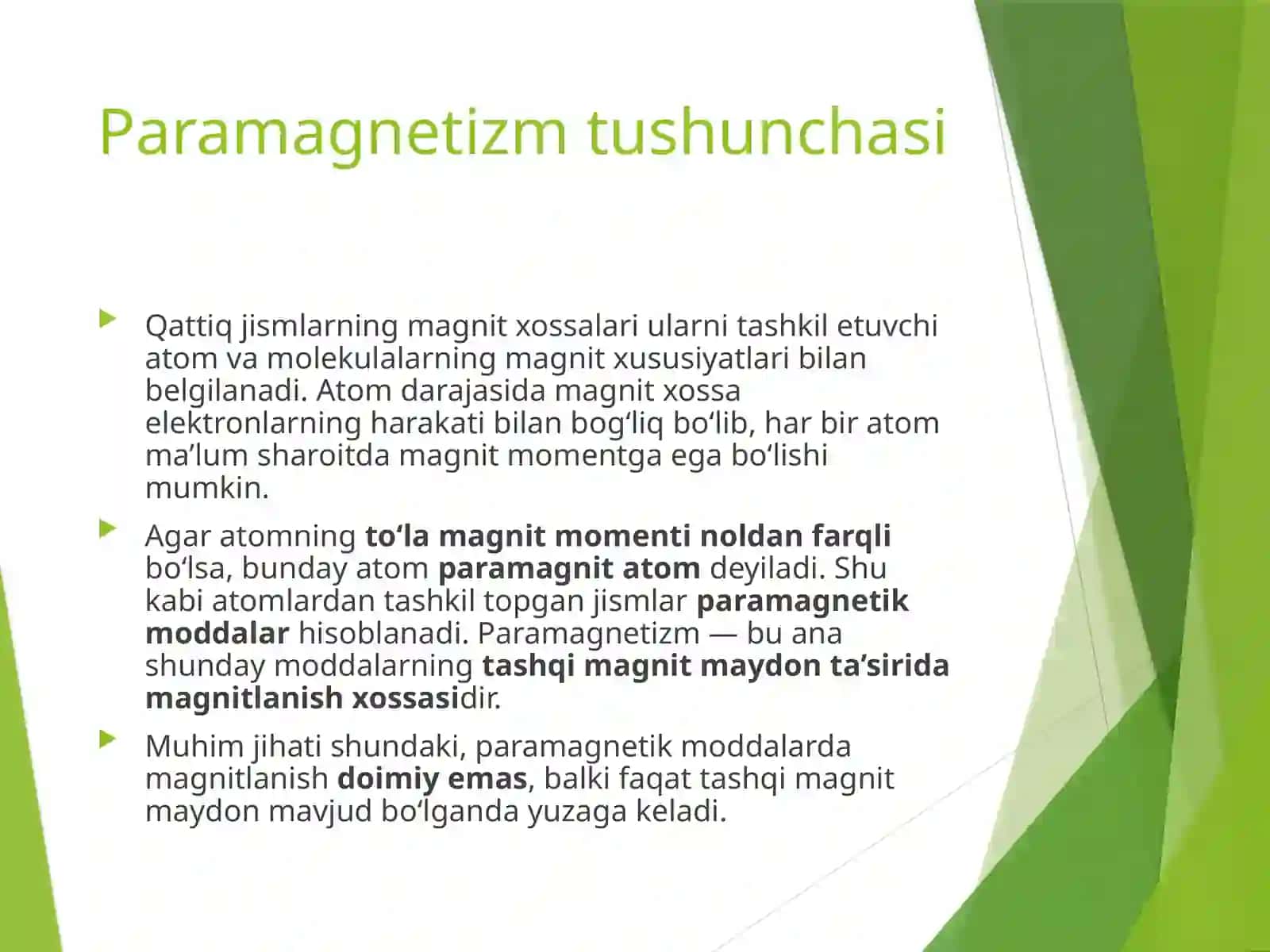 Paramagnetizm tushunchasi 2