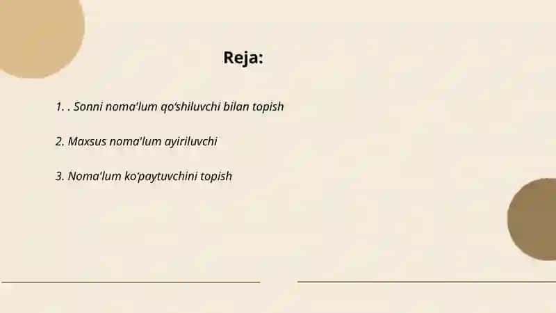 Sonni noma'lum qo‘shiluvchi bilan topish 2